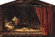 REMBRANDT Harmenszoon van Rijn The Holy Family with a Curtain oil painting